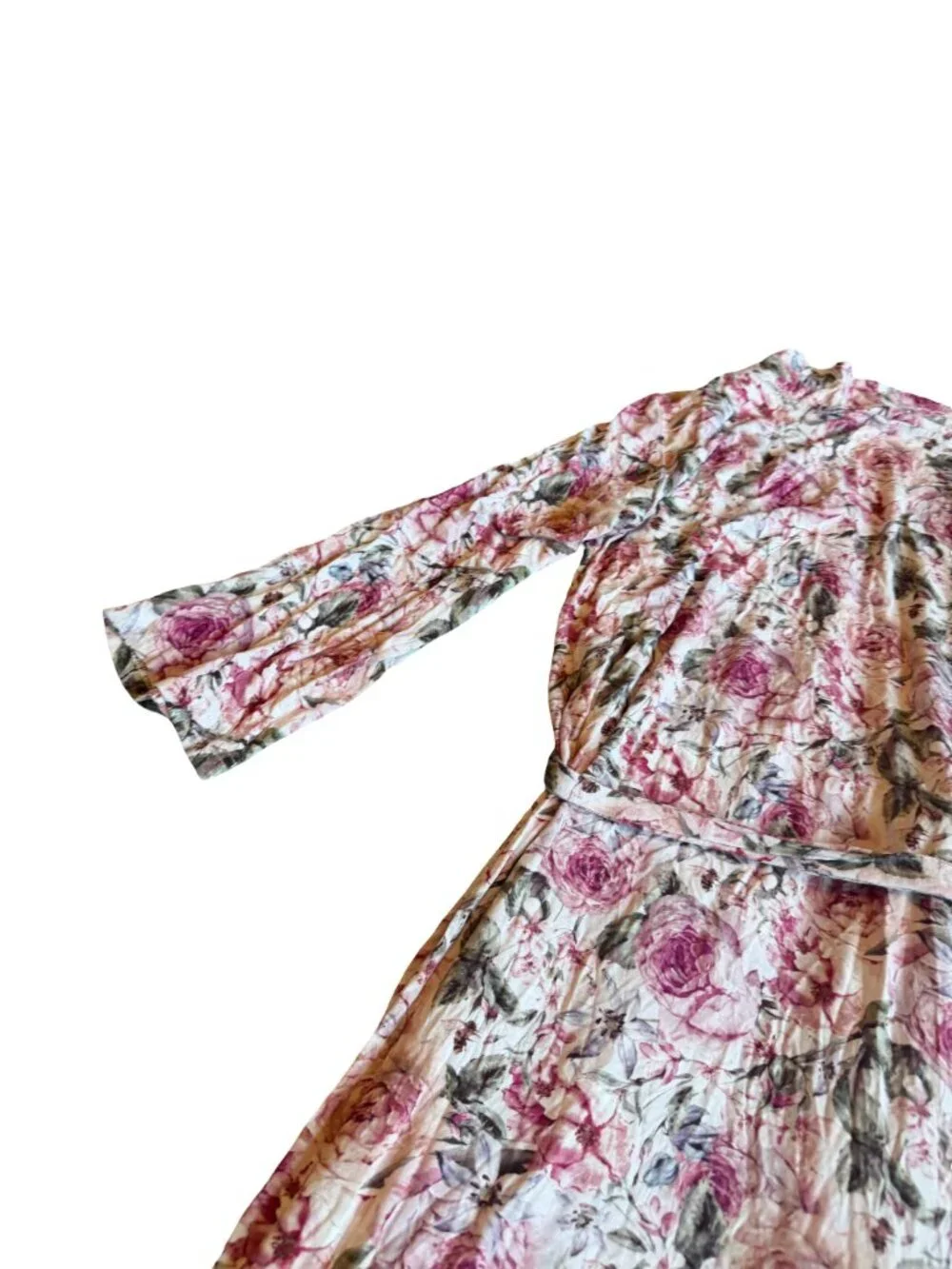 Posh Peanut Rose Print Robe Bumblebee Tie Waist Stretch Maternity Nursing Large